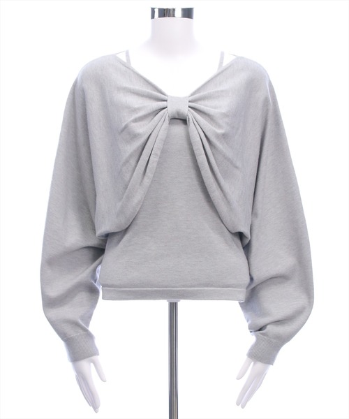 clear（クリア）の「マルチwayリボンアンサンブルニットトップス[着回し力抜群 ガーリー]（ニット/セーター・レディース・ボルドー/ブラック/アイボリー/グレー/ブラウン・F）」の15枚目の写真