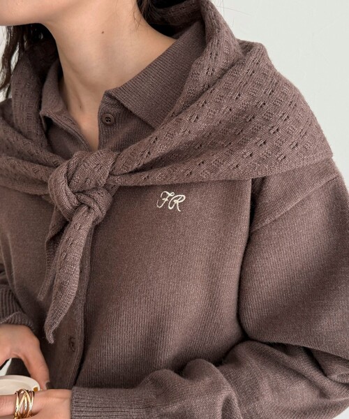 fredy emue（フレディエミュ）の「ニットシャツカーディガン バブーシュカ付き（ニット/セーター・レディース・グレー/ブラウン/アイボリー・38）」の17枚目の写真
