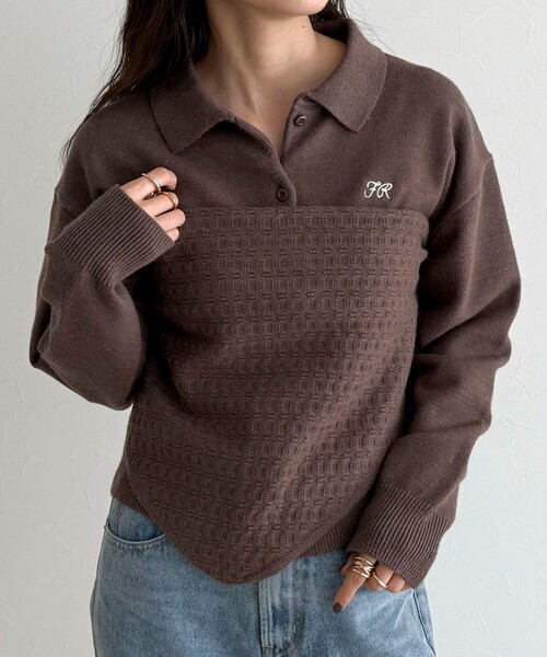 fredy emue（フレディエミュ）の「ニットシャツカーディガン バブーシュカ付き（ニット/セーター・レディース・グレー/ブラウン/アイボリー・38）」の16枚目の写真