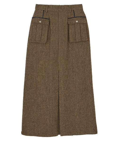 Ameri（アメリ）の「UND TWEED WORK DETAIL SKIRT（スカート・レディース・チャコールグレー/ブラウン・MEDIUM/SMALL）」の8枚目の写真
