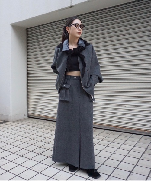 スカート LemonAURALEE SHETLANDWOOL TWEED SKIRT Alice Tweed Mini Skirt, Mustard