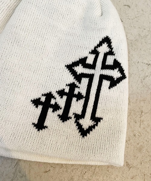 シングルニットビーニー/クロス/ユニセックス（ニットキャップ