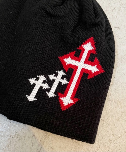 シングルニットビーニー/クロス/ユニセックス（ニットキャップ
