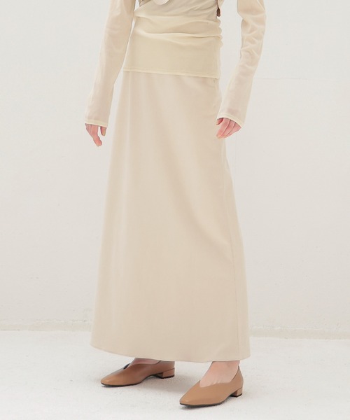 DRESSLAVE（ドレスレイブ）の「suede long skirt(スエードロングスカート)（スカート・レディース・ホワイト/ブラウン・38/36）」の2枚目の写真