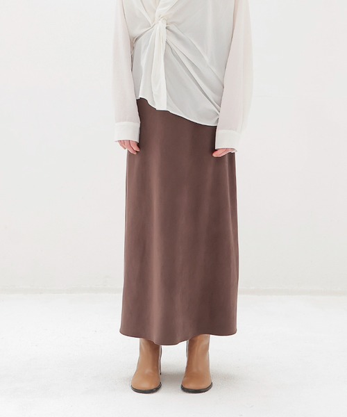 DRESSLAVE（ドレスレイブ）の「suede long skirt(スエードロングスカート)（スカート・レディース・ホワイト/ブラウン・38/36）」の14枚目の写真