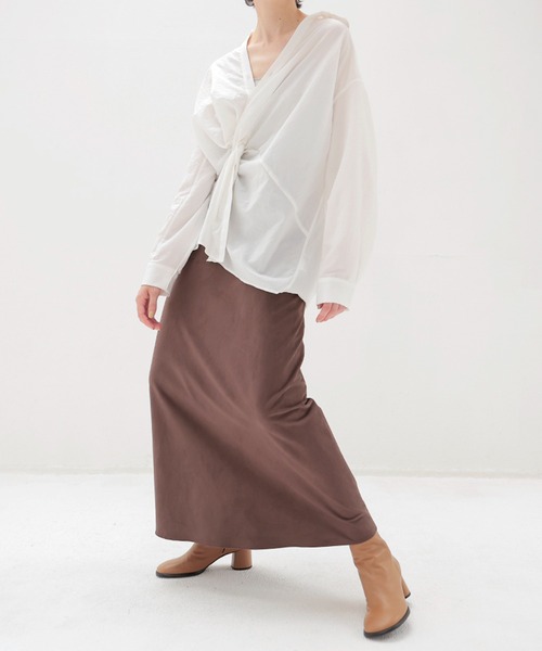 DRESSLAVE（ドレスレイブ）の「suede long skirt(スエードロングスカート)（スカート・レディース・ホワイト/ブラウン・38/36）」の17枚目の写真