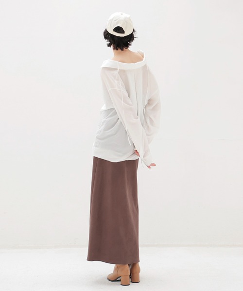 DRESSLAVE（ドレスレイブ）の「suede long skirt(スエードロングスカート)（スカート・レディース・ホワイト/ブラウン・38/36）」の20枚目の写真