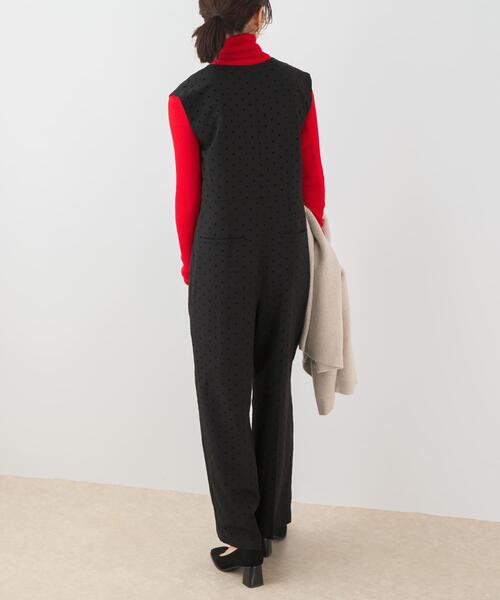 F by ROSSO（エフバイロッソ）の「F by ROSSO　フロッキードットオールインワン（サロペット/オーバーオール・レディース・グレー/ブラック・36/38）」の6枚目の写真