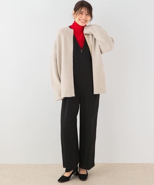 F by ROSSO（エフバイロッソ）の「F by ROSSO　フロッキードットオールインワン（サロペット/オーバーオール・レディース・グレー/ブラック・36/38）」の7枚目の写真