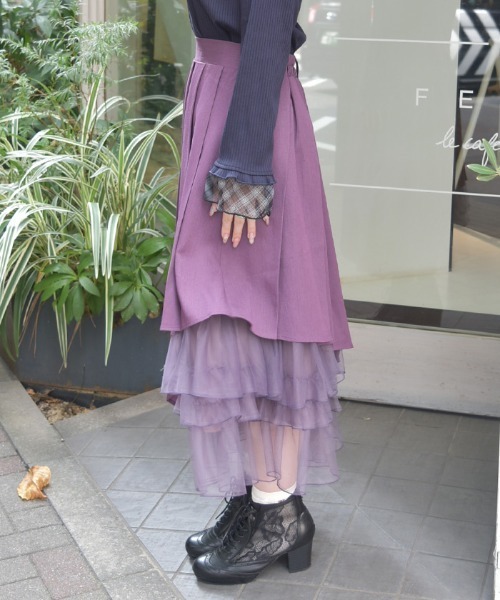 axes femme（アクシーズファム）の「アシメプリーツ×チュールスカート