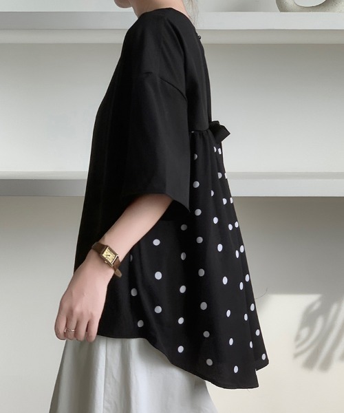 Doux Belle（ドゥーベル）の「バックリボンデザインドット柄ブラウス（シャツ/ブラウス・レディース・ブラック・MEDIUM/LARGE/X-LARGE）」の4枚目の写真