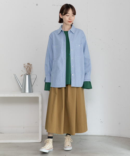 POU DOU DOU（プードゥドゥ）の「2wayバイカラータックスカート（スカート・レディース・ベージュ/ブルー系/カーキ・M）」の4枚目の写真