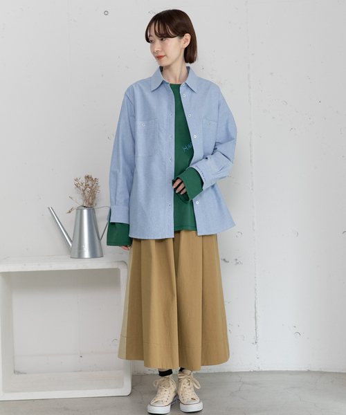 POU DOU DOU（プードゥドゥ）の「2wayバイカラータックスカート（スカート・レディース・ベージュ/ブルー系/カーキ・M）」の5枚目の写真