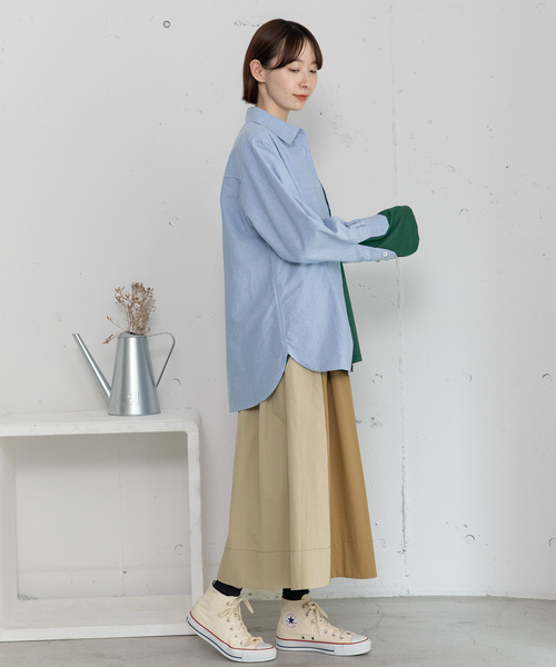POU DOU DOU（プードゥドゥ）の「2wayバイカラータックスカート（スカート・レディース・ベージュ/ブルー系/カーキ・M）」の6枚目の写真