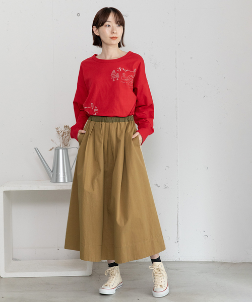 POU DOU DOU（プードゥドゥ）の「2wayバイカラータックスカート（スカート・レディース・ベージュ/ブルー系/カーキ・M）」の7枚目の写真