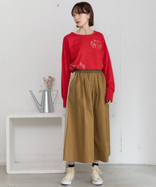 POU DOU DOU（プードゥドゥ）の「2wayバイカラータックスカート（スカート・レディース・ベージュ/ブルー系/カーキ・M）」の8枚目の写真