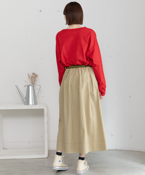 POU DOU DOU（プードゥドゥ）の「2wayバイカラータックスカート（スカート・レディース・ベージュ/ブルー系/カーキ・M）」の10枚目の写真