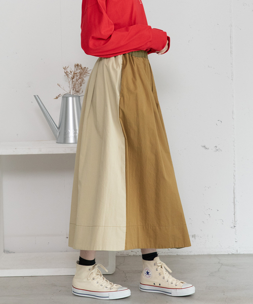POU DOU DOU（プードゥドゥ）の「2wayバイカラータックスカート（スカート・レディース・ベージュ/ブルー系/カーキ・M）」の12枚目の写真