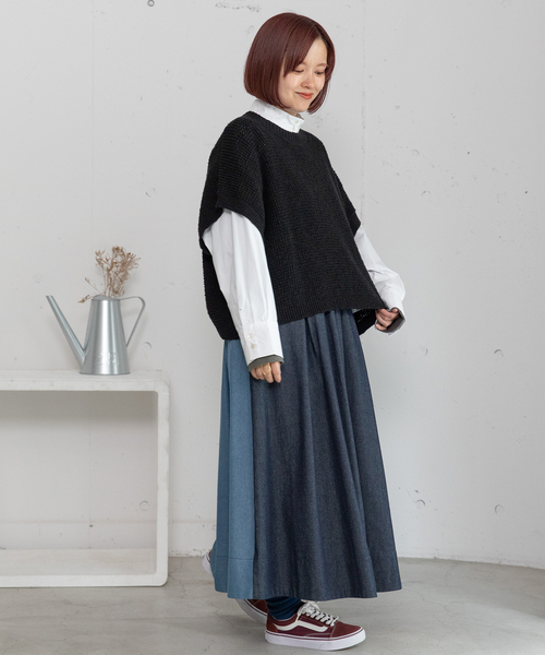 POU DOU DOU（プードゥドゥ）の「2wayバイカラータックスカート（スカート・レディース・ベージュ/ブルー系/カーキ・M）」の16枚目の写真