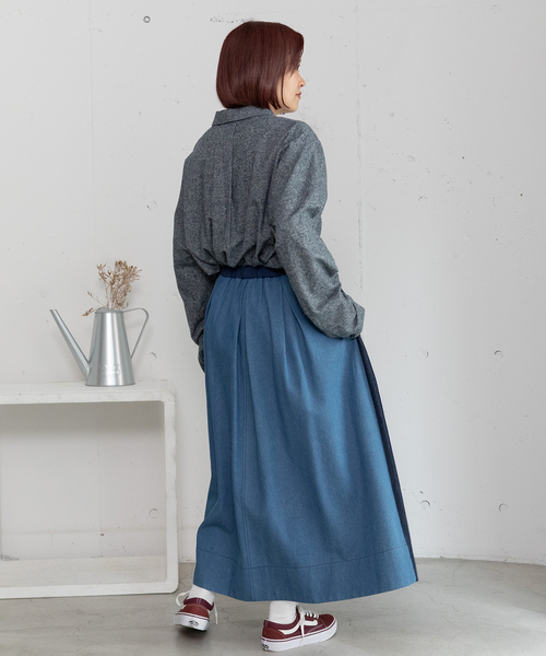 POU DOU DOU（プードゥドゥ）の「2wayバイカラータックスカート（スカート・レディース・ベージュ/ブルー系/カーキ・M）」の21枚目の写真