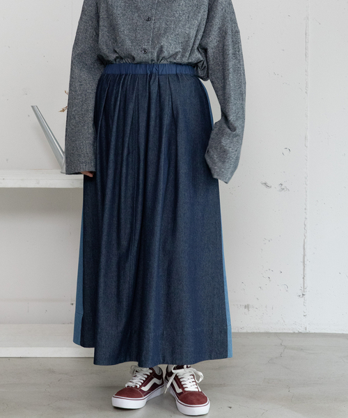 POU DOU DOU（プードゥドゥ）の「2wayバイカラータックスカート（スカート・レディース・ベージュ/ブルー系/カーキ・M）」の22枚目の写真