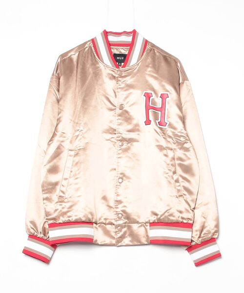 HUF(ハフ)の「【C-HUF】【HUF/ハフ】CRACKERJACK SATIN BASEBALL JACKET JK00372(ブルゾン・メンズ・オートミール・MEDIUM/X-LARGE)」の1枚目の写真