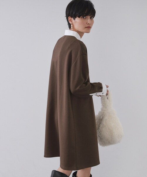 OPAQUE.CLIP(オペークドットクリップ)の「ポロ衿配色ミニワンピース【洗濯機OK】(ワンピース・レディース・ブラック/ブラウン系その他・36/38/40)」の5枚目の写真