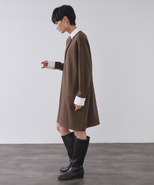 OPAQUE.CLIP(オペークドットクリップ)の「ポロ衿配色ミニワンピース【洗濯機OK】(ワンピース・レディース・ブラック/ブラウン系その他・36/38/40)」の12枚目の写真