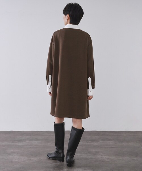 OPAQUE.CLIP(オペークドットクリップ)の「ポロ衿配色ミニワンピース【洗濯機OK】(ワンピース・レディース・ブラック/ブラウン系その他・36/38/40)」の13枚目の写真