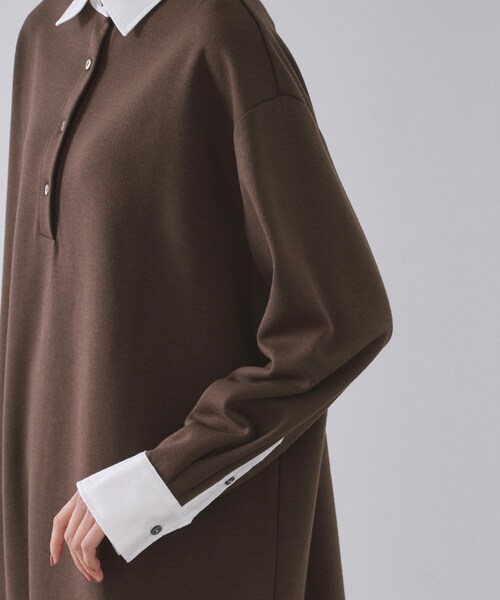 OPAQUE.CLIP(オペークドットクリップ)の「ポロ衿配色ミニワンピース【洗濯機OK】(ワンピース・レディース・ブラック/ブラウン系その他・36/38/40)」の15枚目の写真