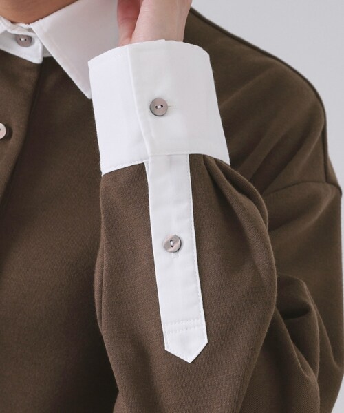 OPAQUE.CLIP(オペークドットクリップ)の「ポロ衿配色ミニワンピース【洗濯機OK】(ワンピース・レディース・ブラック/ブラウン系その他・36/38/40)」の17枚目の写真