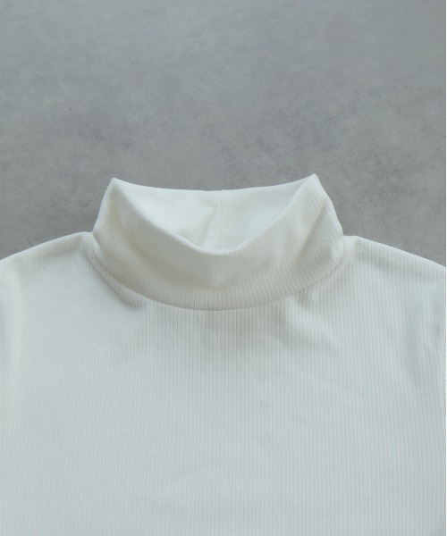 ad thie（アドティエ）の「CICA配合 ハイネック リブトップス（Tシャツ/カットソー・レディース・ブラック/オフホワイト・MEDIUM/LARGE）」の15枚目の写真