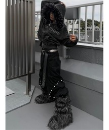 Never mind the XU（ネバーマインドザエックスユー）の「【Never mind the XU】belt fur boots / 【ネバーマインド ザ エックスユー】ベルトファーブーツ <着用動画あり>（ブーツ）」