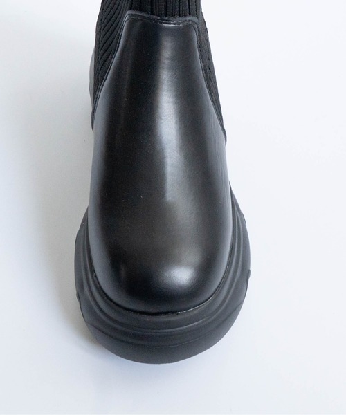 Fabby fabby(ファビィーファビィー)の「厚底リブニットショートブーツ(ブーツ・レディース・ブラウン/ブラック・LARGE/MEDIUM)」の10枚目の写真
