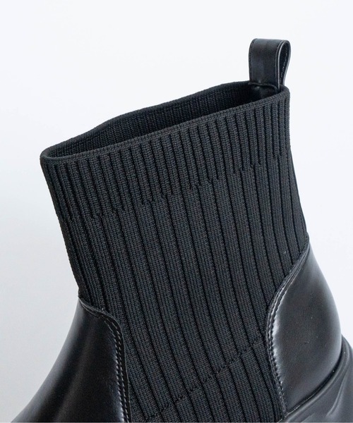 Fabby fabby(ファビィーファビィー)の「厚底リブニットショートブーツ(ブーツ・レディース・ブラウン/ブラック・LARGE/MEDIUM)」の12枚目の写真