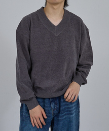 AH ABAHOUSE（エーエイチアバハウス）の「HIGH GAUGE MOLE CROPPED V-NECK KNIT/ ハイゲージモール クロップド Vネックニット（ニット/セーター）」