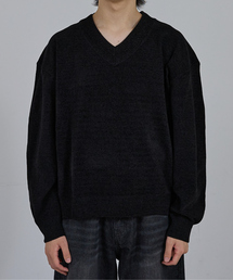AH ABAHOUSE | HIGH GAUGE MOLE CROPPED V-NECK KNIT/ ハイゲージモール クロップド Vネックニット(ニット/セーター)