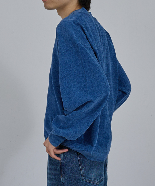 AH ABAHOUSE（エーエイチアバハウス）の「HIGH GAUGE MOLE CROPPED V-NECK KNIT/ ハイゲージモール クロップド Vネックニット（ニット/セーター・メンズ・ブラック/グレー/ブルー/ワイン・44/46/48）」の5枚目の写真