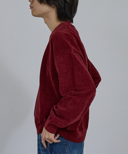 AH ABAHOUSE（エーエイチアバハウス）の「HIGH GAUGE MOLE CROPPED V-NECK KNIT/ ハイゲージモール クロップド Vネックニット（ニット/セーター・メンズ・ブラック/グレー/ブルー/ワイン・44/46/48）」の10枚目の写真