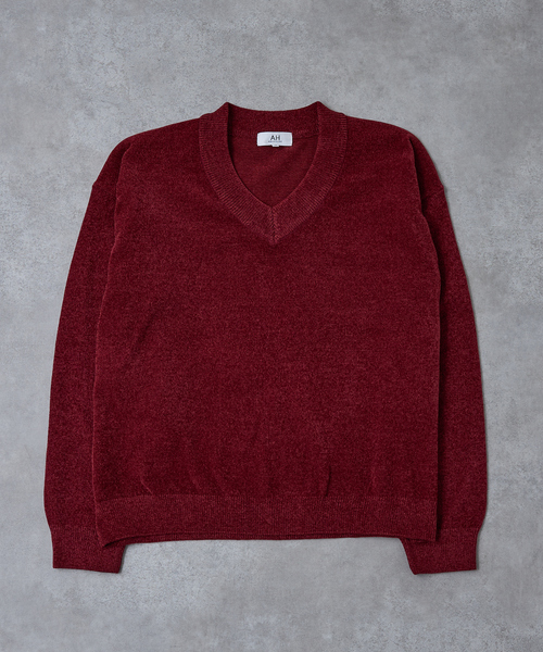 AH ABAHOUSE（エーエイチアバハウス）の「HIGH GAUGE MOLE CROPPED V-NECK KNIT/ ハイゲージモール クロップド Vネックニット（ニット/セーター・メンズ・ブラック/グレー/ブルー/ワイン・44/46/48）」の12枚目の写真