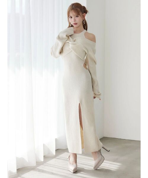 EATME（イートミー）の「ツイストニットワンピース（ワンピース・レディース・ブラック/ワイン/オフホワイト/グレー・FREE）」の19枚目の写真