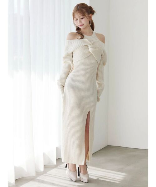 EATME（イートミー）の「ツイストニットワンピース（ワンピース・レディース・ブラック/ワイン/オフホワイト/グレー・FREE）」の20枚目の写真