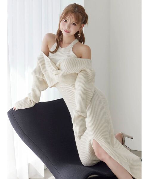 EATME（イートミー）の「ツイストニットワンピース（ワンピース・レディース・ブラック/ワイン/オフホワイト/グレー・FREE）」の22枚目の写真