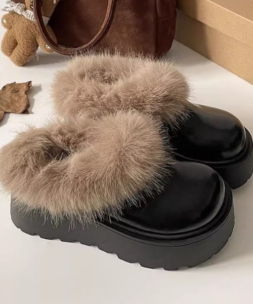mebole(メボレ)の「ファー付き厚底スリッポンシューズ(スリッポン・レディース・ブラウン/ブラック・SMALL/MEDIUM/LARGE)」の16枚目の写真