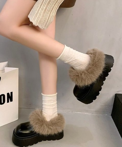 mebole(メボレ)の「ファー付き厚底スリッポンシューズ(スリッポン・レディース・ブラウン/ブラック・SMALL/MEDIUM/LARGE)」の12枚目の写真