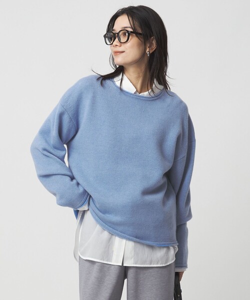 green label relaxing（グリーンレーベルリラクシング）の「SERENITY ボートネック プルオーバー ニット（ニット/セーター・レディース・ライトブルー/グレー/ナチュラル/ダークブラウン・FREE）」の4枚目の写真
