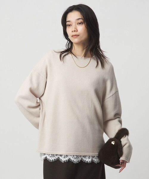 green label relaxing（グリーンレーベルリラクシング）の「SERENITY ボートネック プルオーバー ニット（ニット/セーター・レディース・ライトブルー/グレー/ナチュラル/ダークブラウン・FREE）」の15枚目の写真