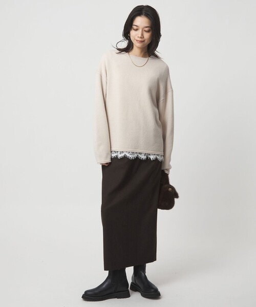 green label relaxing（グリーンレーベルリラクシング）の「SERENITY ボートネック プルオーバー ニット（ニット/セーター・レディース・ライトブルー/グレー/ナチュラル/ダークブラウン・FREE）」の11枚目の写真