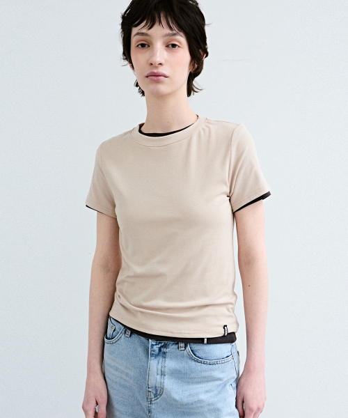 NICK&NICOLE(ニックアンドニコール)の「MINIMAL MODERN HALF TOP_BEIGE(Tシャツ/カットソー・レディース・その他・FREE/MEDIUM/LARGE)」の3枚目の写真