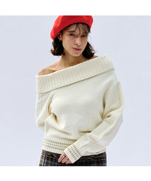 BITTER CELLS（ビターセルズ）の「サリー アンバランス オフショルダー ニット-アイボリー（ニット/セーター）」